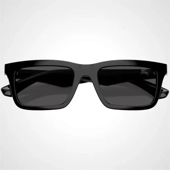 New Burberry Sunglasses Black Square Interior Classic Check Arms 53mm Gray Lens